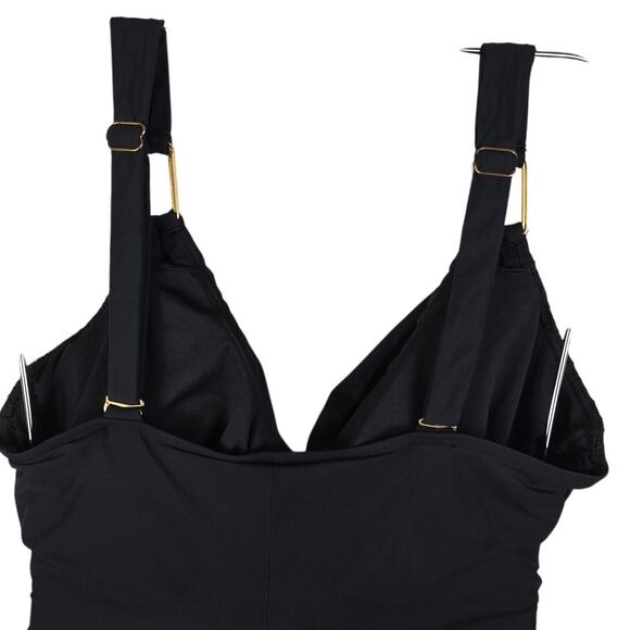 Spanx Black One Piece Bathing Suit Lightly Padded Figure Flattering Women's 18 - Picture 3 of 6